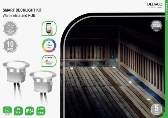 DELTACO Smart Spotlights för Trall 10 Lampor RGB WiFi